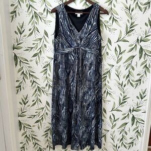 Christopher & Banks Blue and Gray Zebra Print Maxi Dress. Size 16.